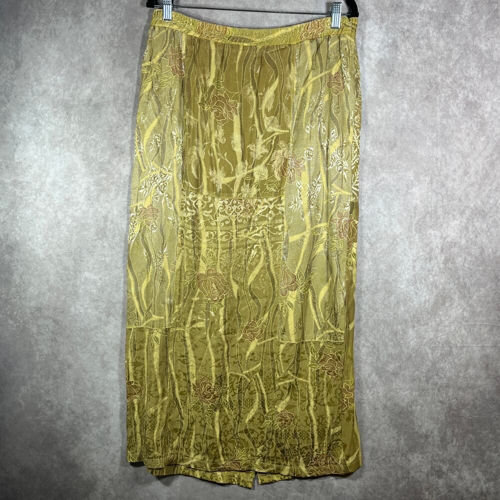 Vintage Citron Skirt Set Womens Medium Green Floral Midi Casual Office Work - Picture 6 of 12